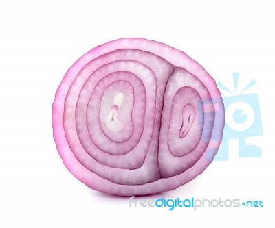 Slice With Red Onion Isolated On The White Background Stock Photo