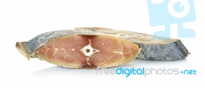 Slice With Salt Fish Isolated On The White Background Stock Photo