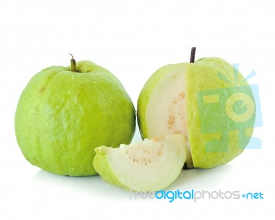 sliced and whole Guavas Stock Photo