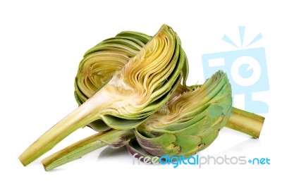 Sliced Artichoke Isolated On The White Background Stock Photo