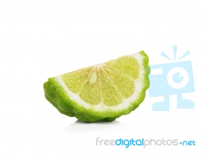 Sliced Bergamot Isolated On The White Background Stock Photo