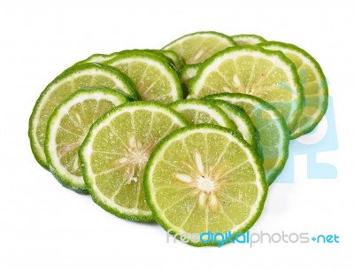 Sliced Bergamot Isolated On The White Background Stock Photo