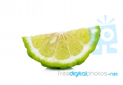 Sliced Bergamot Isolated On The White Background Stock Photo