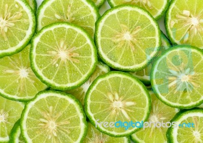 Sliced Bergamot On The White Background Stock Photo