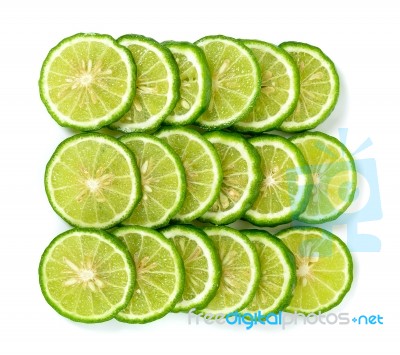 Sliced Bergamot On The White Background Stock Photo