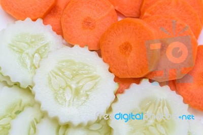 Sliced Carrot And Cucumber Stock Photo