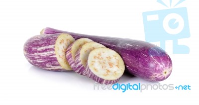 Sliced Eggplant Isolated On A White Stock Photo