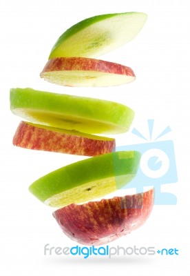 Sliced Green And Red Apple Stock Photo