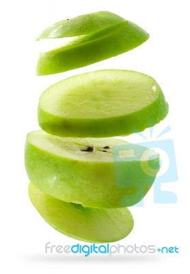 Sliced Green Apple Stock Photo