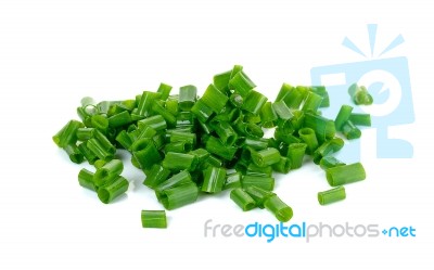 Sliced Green Onion Isolated On The White Background Stock Photo