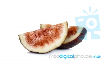 Sliced Of Fig Isolated On The White Background Stock Photo