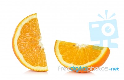 Sliced Of Orange Fruit Isolated On The White Background Stock Photo