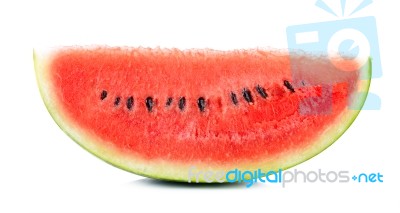 Sliced Of Watermelon Isolated On White Background Stock Photo