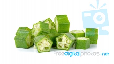 Sliced Okra Isolated On The White Backgroud Stock Photo