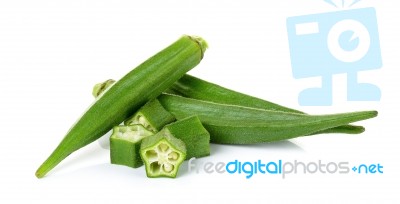 Sliced Okra Isolated On The White Backgroud Stock Photo