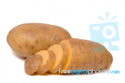 Sliced Potato And Whole Isolated On A White Background Stock Photo