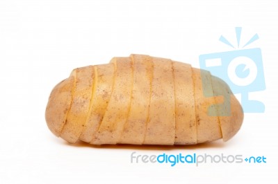 Sliced Potato Isolated On A White Background Stock Photo