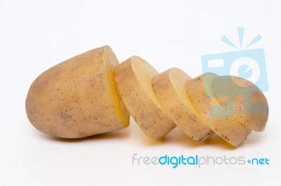 Sliced Potato Isolated On A White Background Stock Photo