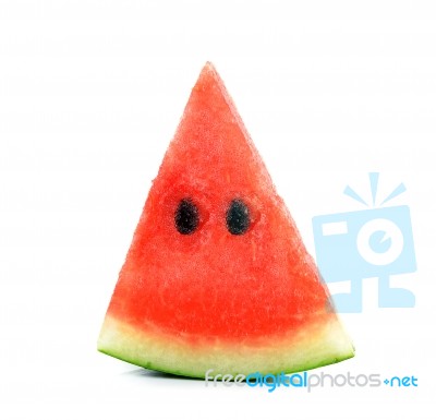 Sliced Ripe Watermelon Isolated On White Background Stock Photo