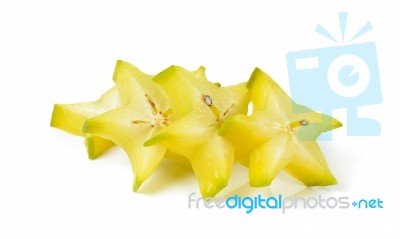 Sliced Star Apple Isolated On The White Stock Photo