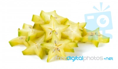 Sliced Star Apple Isolated On The White Background Stock Photo