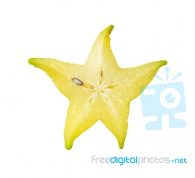 Sliced Star Apple Isolated On The White Background Stock Photo