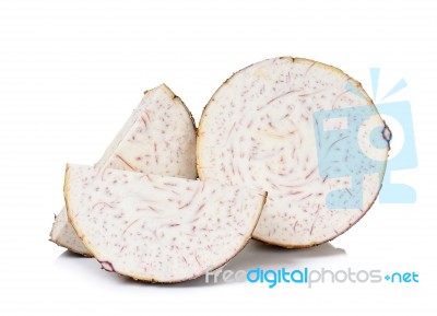 Sliced Taro Isolated On The White Background Stock Photo