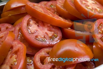 Sliced Tomato Background Stock Photo