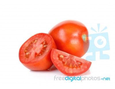 Sliced Tomato Isolated On The White Background Stock Photo