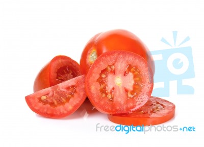 Sliced Tomato Isolated On The White Background Stock Photo