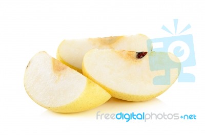 Sliced Yellow Pear Isolated Stock Photo