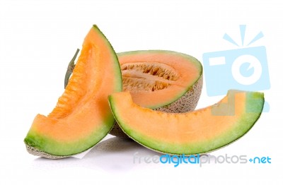 Slices Melon Isolated On The White Background Stock Photo