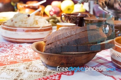 Slices Of Bread On A Plate Stock Photo