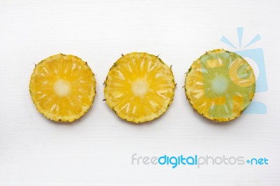 Slices Of Pineapple  Isolated On White Stock Photo