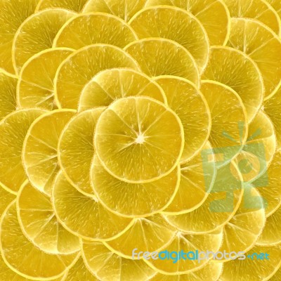 Slices Of Vibrant Lemon For Backgrounds Stock Photo