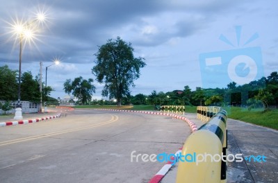 
Slight Street Lamp Evening Rail Traffic Signal Yellow Black Eye… Stock Photo