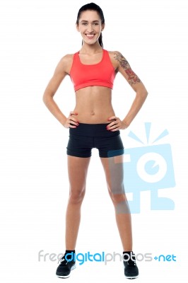 Slim Athletic Smiling Girl Stock Photo