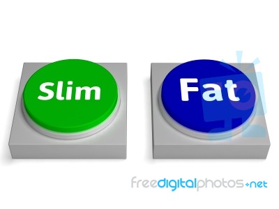 Slim Fat Buttons Shows Thin Or Overweight Stock Image