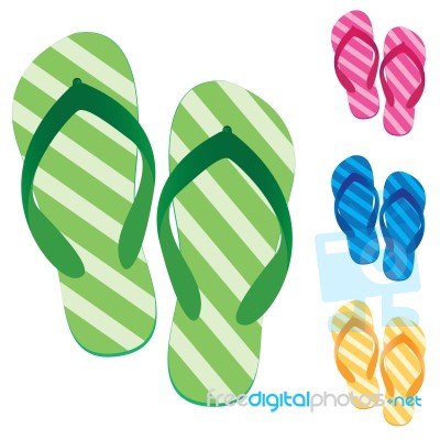 Slippers Set. Multicolored Slippers Isolated On White Background. Slippers Design Stock Image