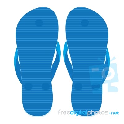 Slippers Set Of Back View Isolated On White Background. Floor On Blue Slippers Stock Image