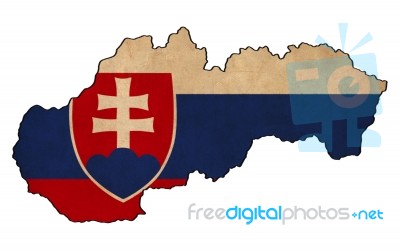 Slovakia Map On  Flag Drawing ,grunge And Retro Flag Series Stock Image