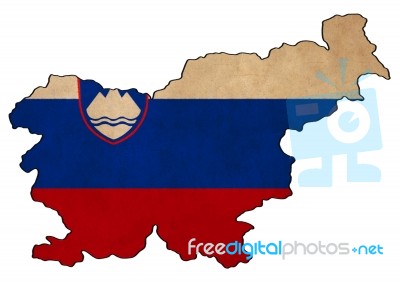 Slovenia Map On  Flag Drawing ,grunge And Retro Flag Series Stock Image