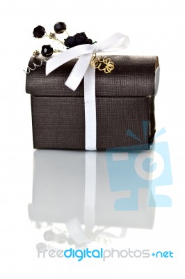 Small Black Gift Box Stock Photo