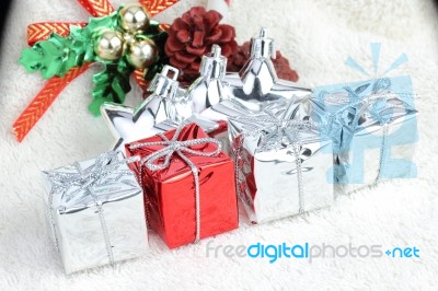 Small Box Decoration  For Christmas Day Stock Photo