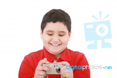 Small Boy With Digital Camera Stock Photo