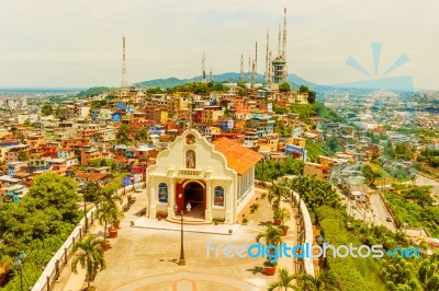 Small Catholic Chapel In Cerro Santa Ana Guayaquil Stock Photo