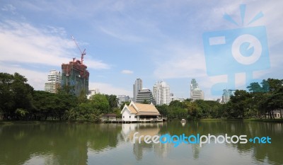 Small House And Construction Building Waterfront Stock Photo