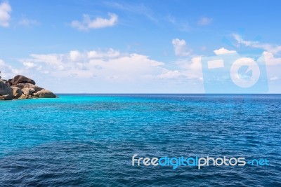 Small Island And Blue Sea At Mu Koh Similan Stock Photo