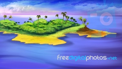 Small Island In The Ocean Stock Image