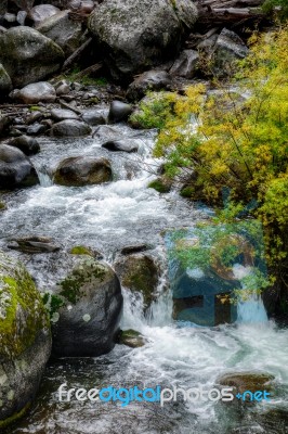 Small Rapids Along The Yellowstone River Stock Photo